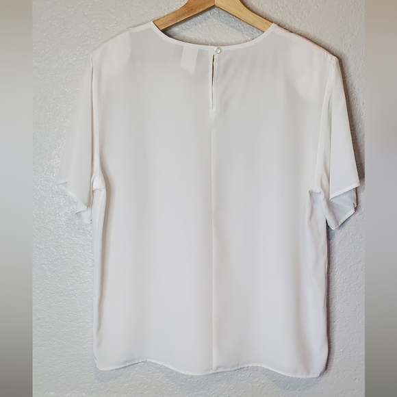 💚5/$25 Classic Collection Semi Sheer Elegant White Blouse Size 8 - Picture 4 of 5